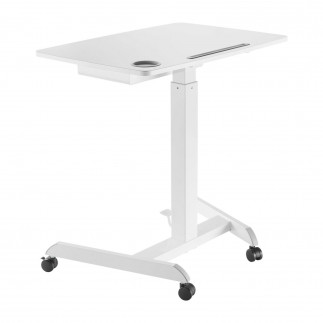 Biurko stolik do laptopa maclean, regulacja wysokości, z szufladą, biały do pracy stojąco siedzącej, max wys 113cm - 8kg max, mc
