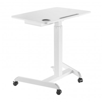 Biurko stolik do laptopa maclean, regulacja wysokości, z szufladą, biały do pracy stojąco siedzącej, max wys 113cm - 8kg max, mc