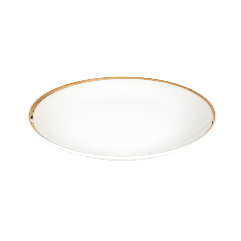 Talerz deserowy porcelanowy MariaPaula Moderna Gold biały ze złotym zdobieniem 20,5 cm
