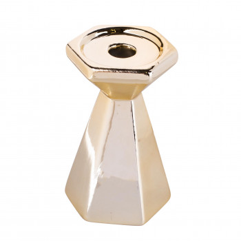 Świecznik stożkowy złoty 8,5x8,5x13 cm n/n bz - elegancka dekoracja do wnętrz EAN: 5907508199401