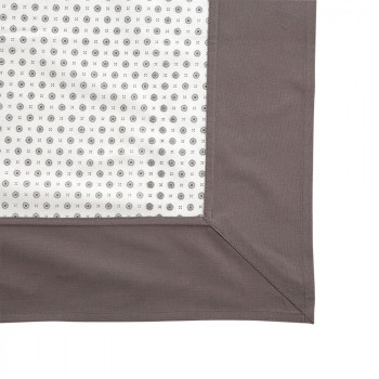 Obrus biały 80x80 cm z szarym dekorem i obszyciem - rozeta EAN: 5902689870859