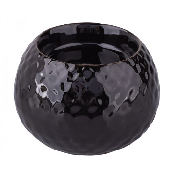 Świecznik ozdobny porcelanowy na tealighty / podgrzewacze czarny 6 cm