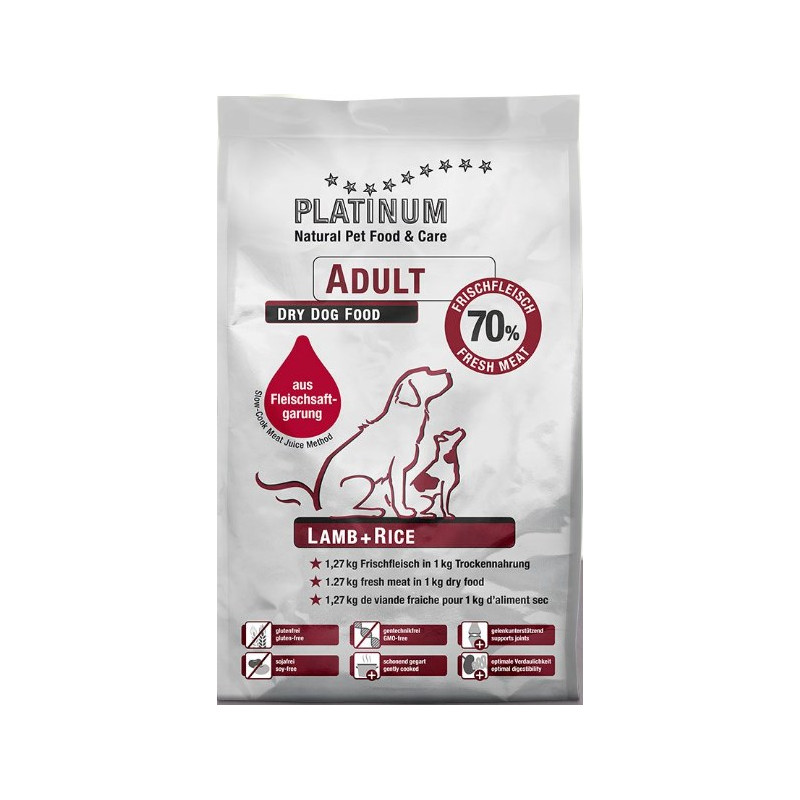 Platinum adult lamb+rice 5kg, karma półwilgotna dla psów