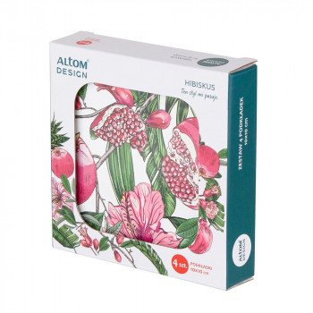 HIBISKUS ZESTAW 4 PODSTAWEK 10X10 CM COLOR BOX