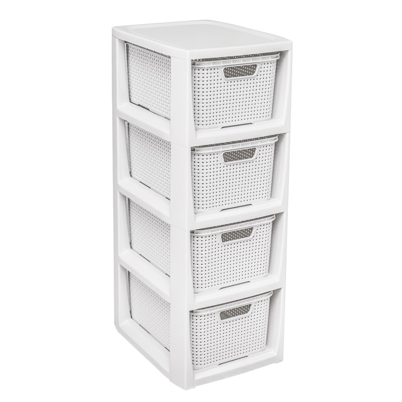 Regał rattanowy 4 szuflady biały 24,1x29,6x64cm EAN: 5901098172615