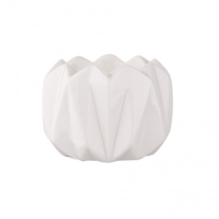 ŚWIECZNIK PORCELANOWY BIAŁY 7X7X5 CM
