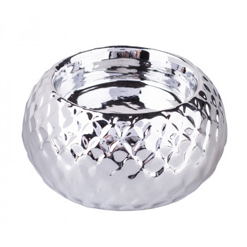 Świecznik ozdobny porcelanowy na tealighty / podgrzewacze srebrny 3,5 cm