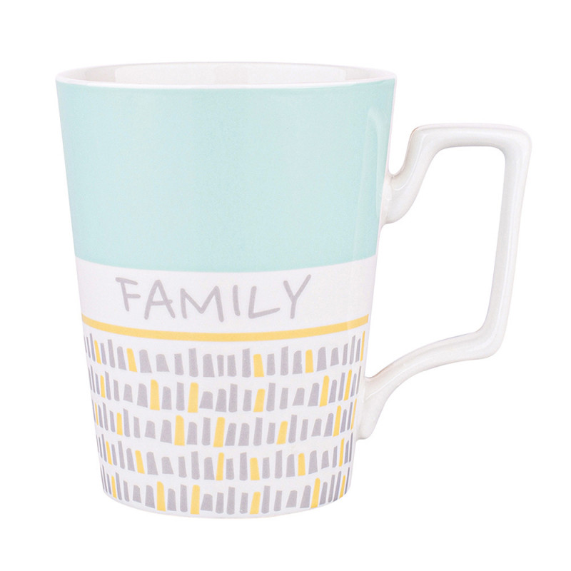 Kubek stożek wysoki NBC 560 ml dekoracja family miętowy n/n bz, EAN: 5907508167424