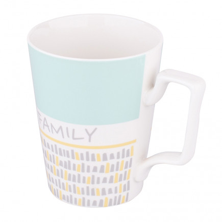 Kubek stożek wysoki NBC 560 ml dekoracja family miętowy n/n bz, EAN: 5907508167424
