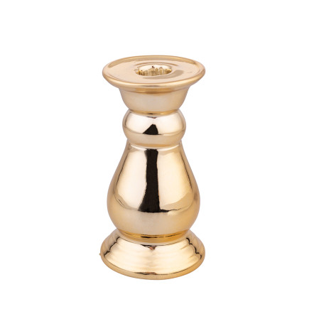 Świecznik porcelanowy złoty 7x7x13,5 cm bz - EAN: 5904252349212
