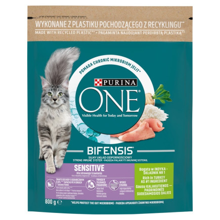 Purina one sensitive bogata w indyka i ryż 800g