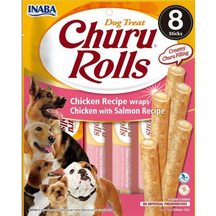Przysmak inaba churu rolls kurczak i łosoś dla psa 8x12g