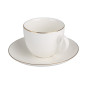Bella Złota Linia Filiżanka 270 ml ze Spodkiem 15 cm Porcelana Kremowa Opaska New EAN: 5904252363621