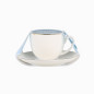 Bella Złota Linia Filiżanka 270 ml ze Spodkiem 15 cm Porcelana Kremowa Opaska New EAN: 5904252363621