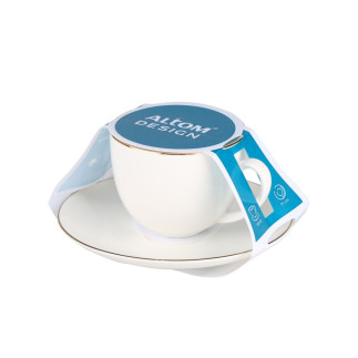 BELLA ZŁOTA LINIA FILIŻANKA 270 ML ZE SPODKIEM 15 CM PORCELANA KREMOWA W OPASCE NEW