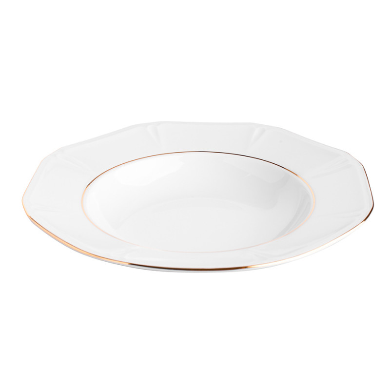 Talerz głęboki porcelanowy MariaPaula Geometria Złota Linia biały 24 cm