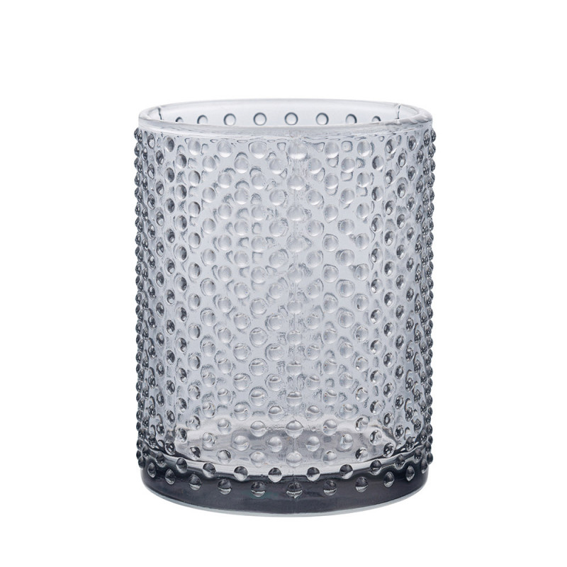 Popielaty szklany kubek na szczoteczki 8x8x10 cm do łazienki n/n bz - EAN: 5904252341162 Popielaty szklany kubek na szczoteczki 8x8x10 cm do łazienki n/n bz - EAN: 5904252341162