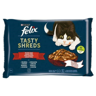 Purina felix tasty shreds z wołowiną i z kurczakiem 4x80g