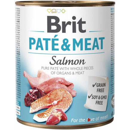 Karma brit paté & meat z łososiem dla psa 800g