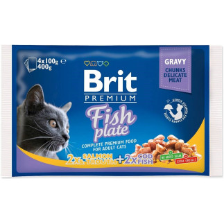 Brit cat pouches fish plate 400g (4x100g)