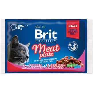 Brit cat pouches meat plate 400g (4x100g)