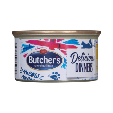 Butcher's classic delicious dinners z kurczakiem i indykiem - puszka 85g