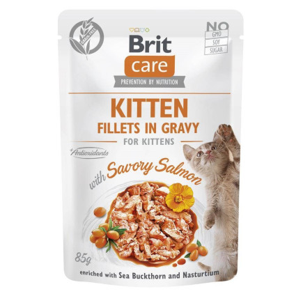 Brit care cat kitten savory salmon pouch 85g