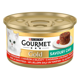 Purina gourmet gold savoury cake mokra karma dla kota z wołowiną i pomidorami 85g