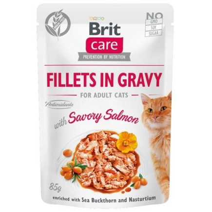 Brit care cat fillets in gravy savory salmon 85g