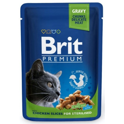 Brit cat pouches chicken slices for sterilised 100g