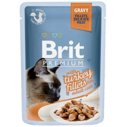 Brit cat pouch gravy fillets with turkey 85g