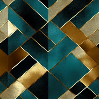 Rubik tkanina dekoracyjna velvet, 150cm, kolor 001 petrol i złoto