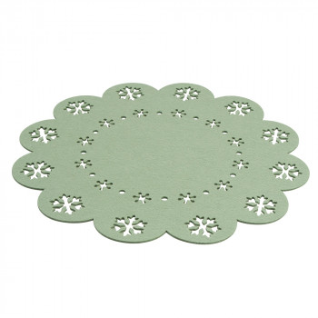 Podkładka mata na stół filcowa Śnieżynki zielona 38 cm