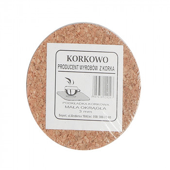 KPL. 6 PODKŁADEK OKRĄGŁYCH ŚR.10CM KOREK NATURALNY
