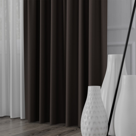 Nelia tkanina dekoracyjna typu blackout, wysokość 320cm, kolor 076 ciemny brązowy