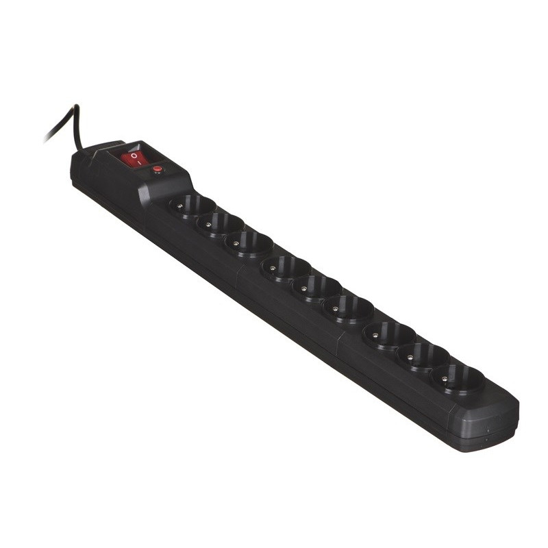 Listwa przeciwprzepięciowa activejet combo 9gn/5m/cz (10a  2300w) 5m  kolor czarny