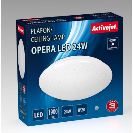 Nowoczesny plafon sufitowy led activejet opera 24w