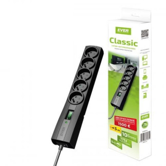 Listwa antyprzepięciowa ever classic 3,0m (5 x ute  10 a  kolor czarny) (t/lz09-cla030/0000)