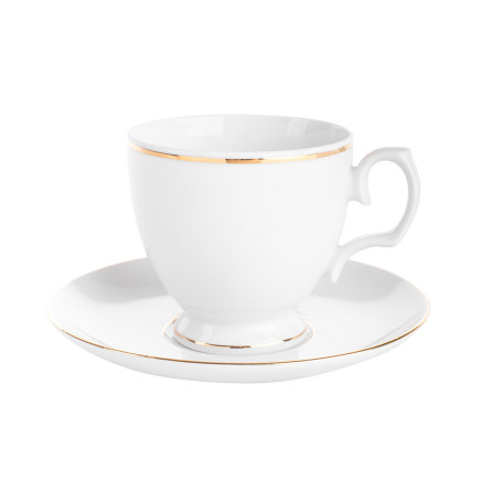 Serwis kawowy porcelanowy MariaPaula Złota Linia Karolina biały na 6 osób (18 el.)