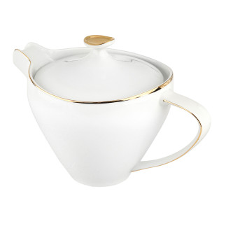 Dzbanek do herbaty i kawy porcelanowy MariaPaula Moderna Gold biały ze złotym zdobieniem 1 l