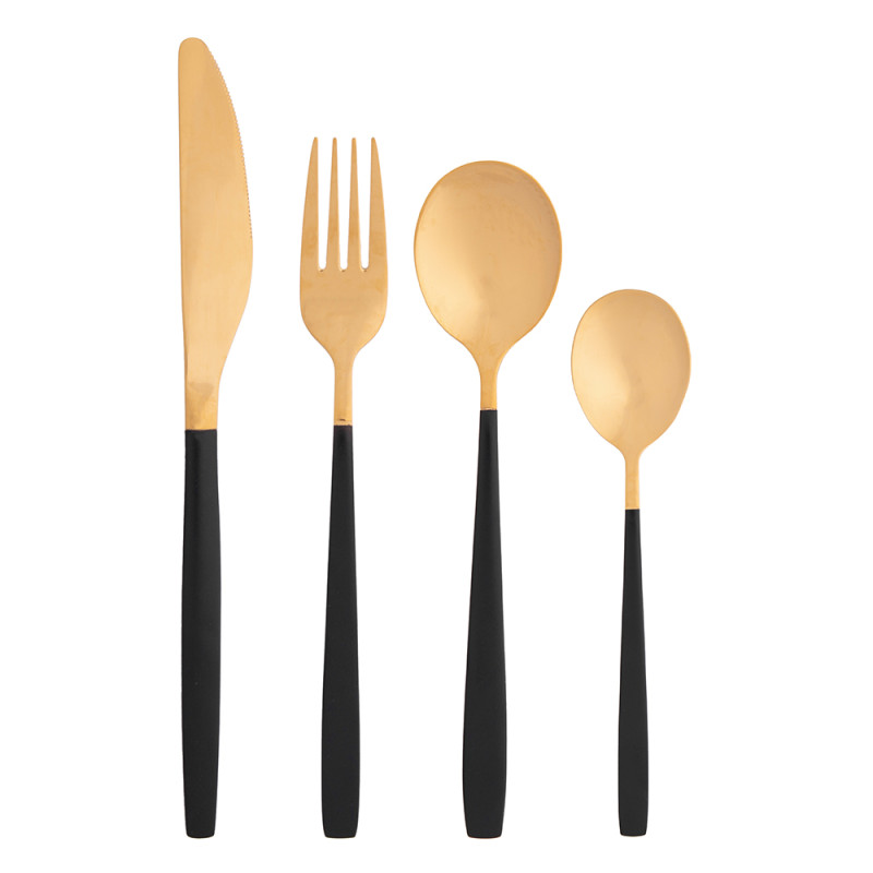 Noble Gold Black Sztućce Komplet 24 Szt. w Pudełku Flok N/N BZ - EAN: 5904252346426