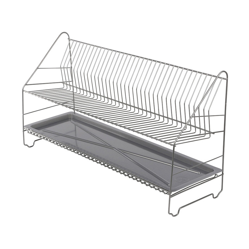 Suszarka do naczyń 2-poziomowa 80cm srebrna z tacką EAN: 5906551041088
