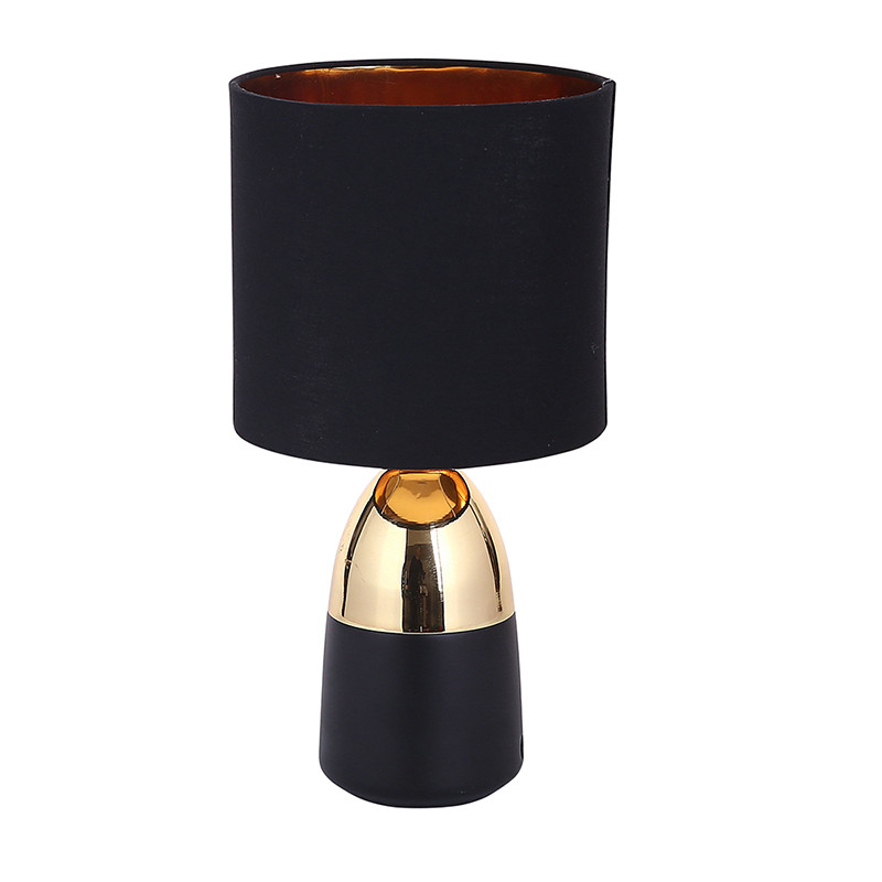 Złota lampa stołowa z metalową podstawą czarną 16x31 cm n/n bz, EAN: 5904252306840