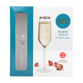 Rubin Gold Zestaw 6 Kieliszków do Szampana 220 ml - EAN: 5902689875250