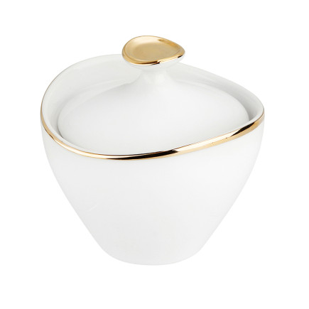 Cukiernica porcelanowa MariaPaula Moderna Gold biała ze złotym zdobieniem 200 ml