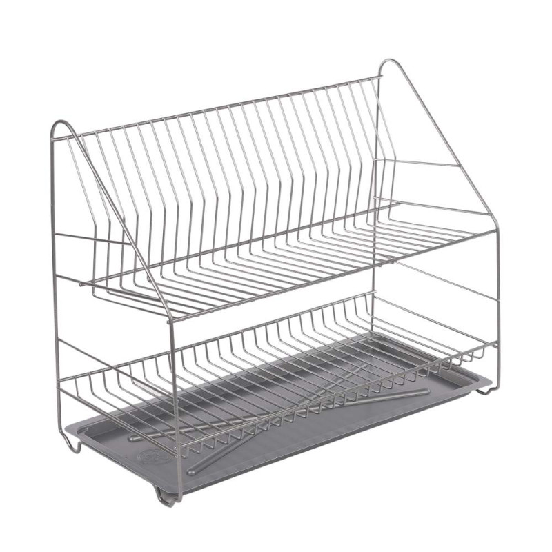 Suszarka do naczyń 2-poziomowa 50cm srebrna z tacką EAN: 5906551040609