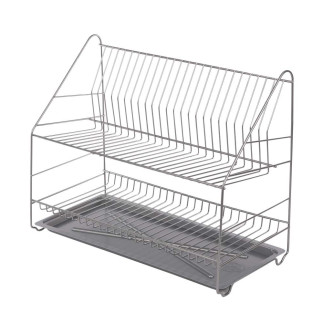 Suszarka do naczyń 2-poziomowa 50cm srebrna z tacką EAN: 5906551040609