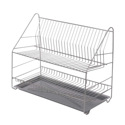 Suszarka do naczyń 2-poziomowa 50cm srebrna z tacką EAN: 5906551040609