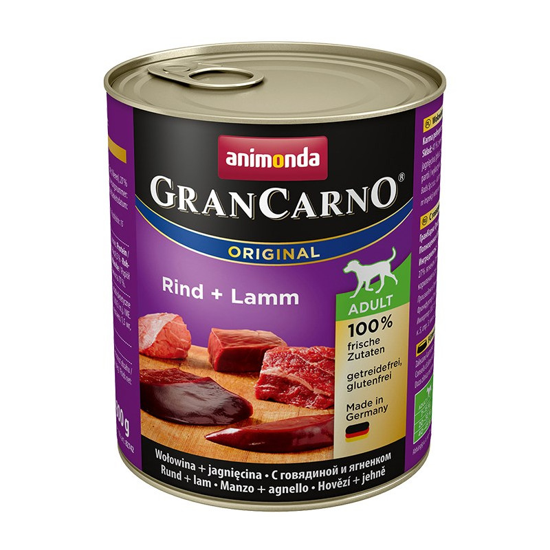 Animonda grancarno adult smak: wołowina i jagnięcina 800g - mokra karma dla psa