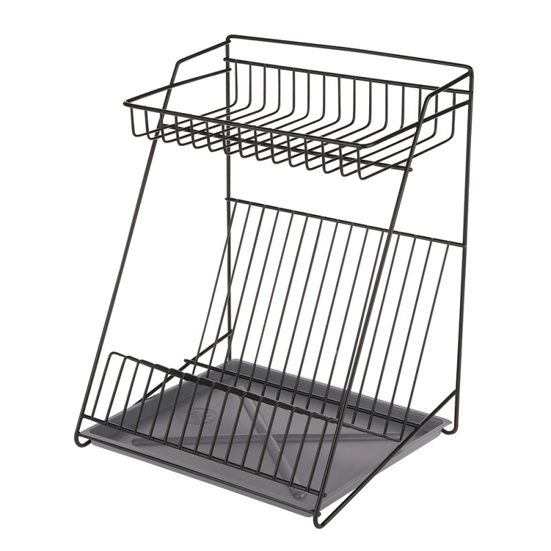 Suszarka do naczyń 2-poziomowa czarna z tacką 30cm EAN: 5906551041842